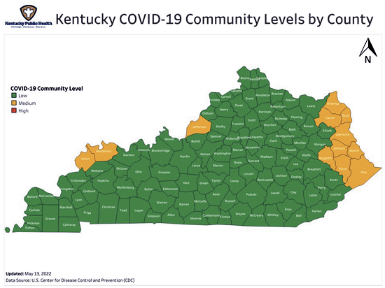 Martin County in yellow on COVID-19 risk map