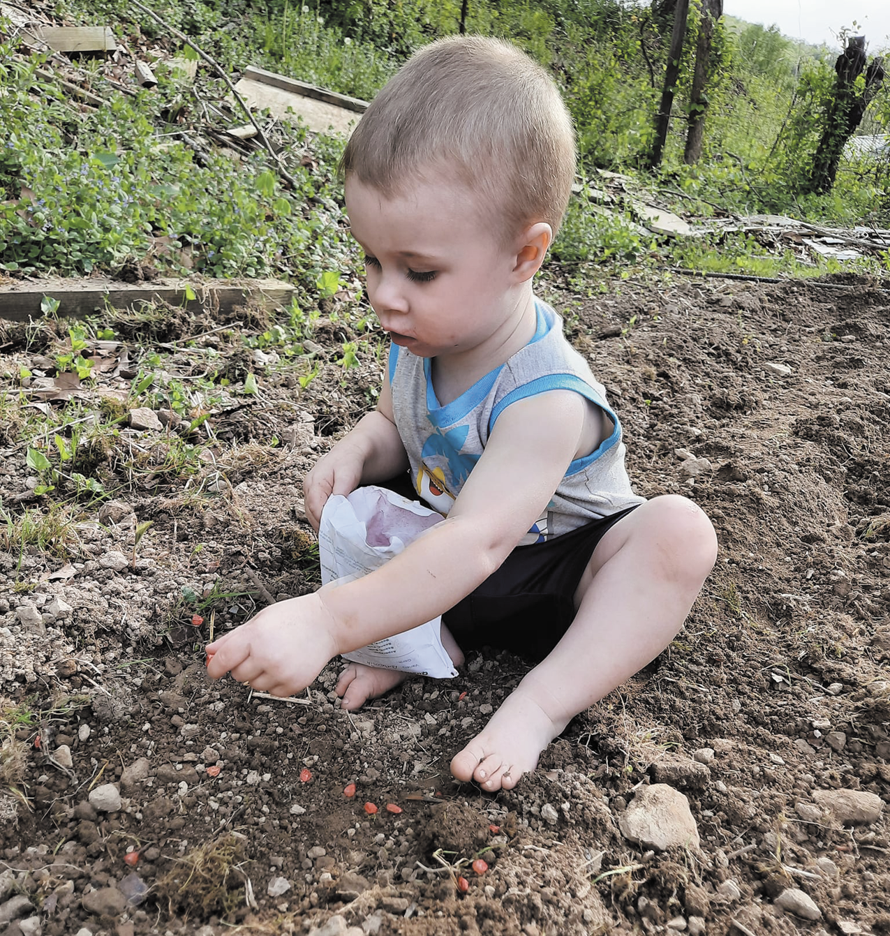 Planting corn with Mom