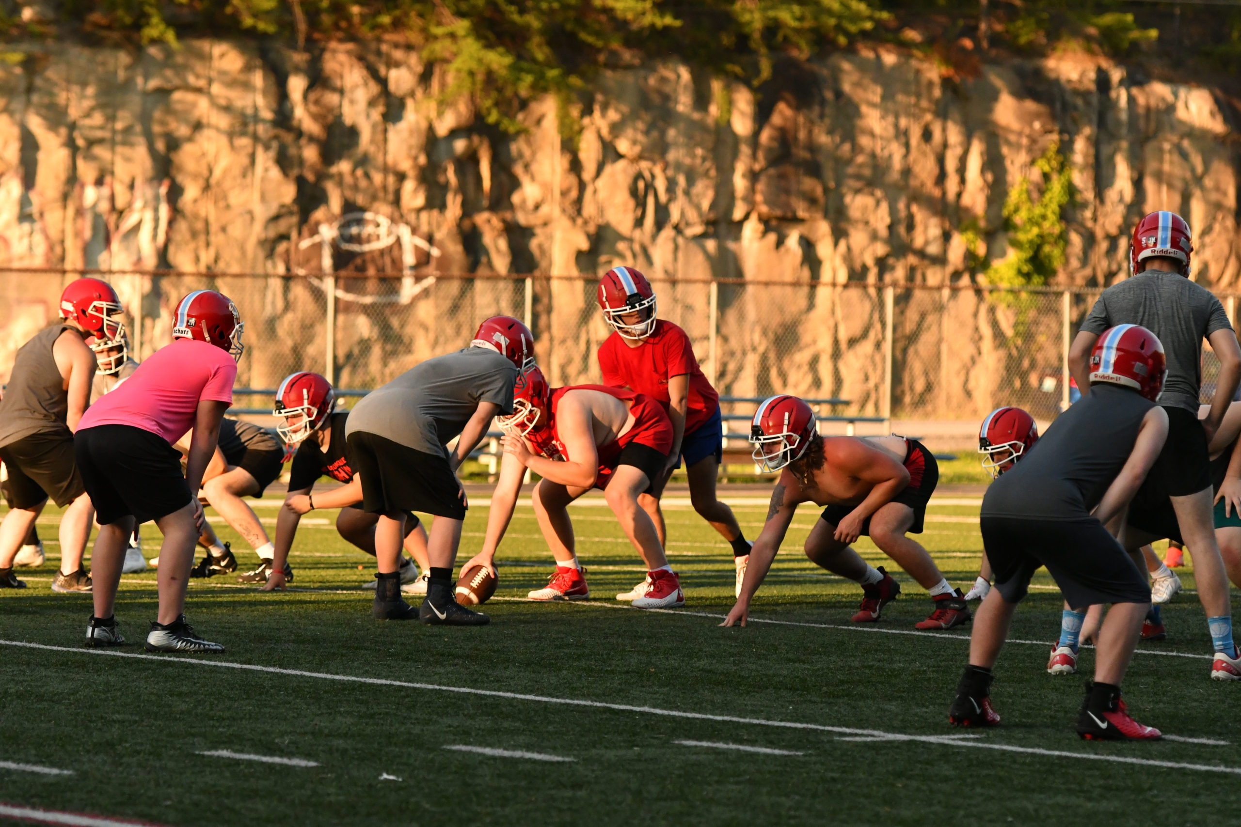 Football practice opened Monday