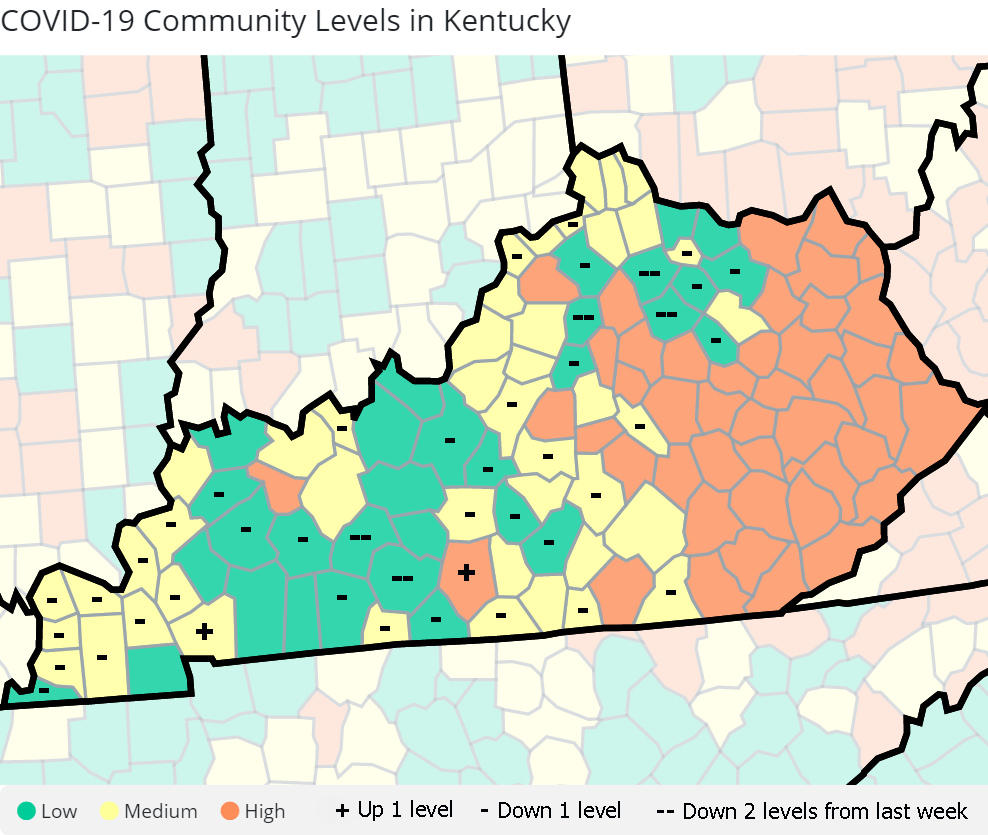 COVID-19 map shows 41 counties with less risk than last week, but Eastern Coal Field remains almost fully high-risk
