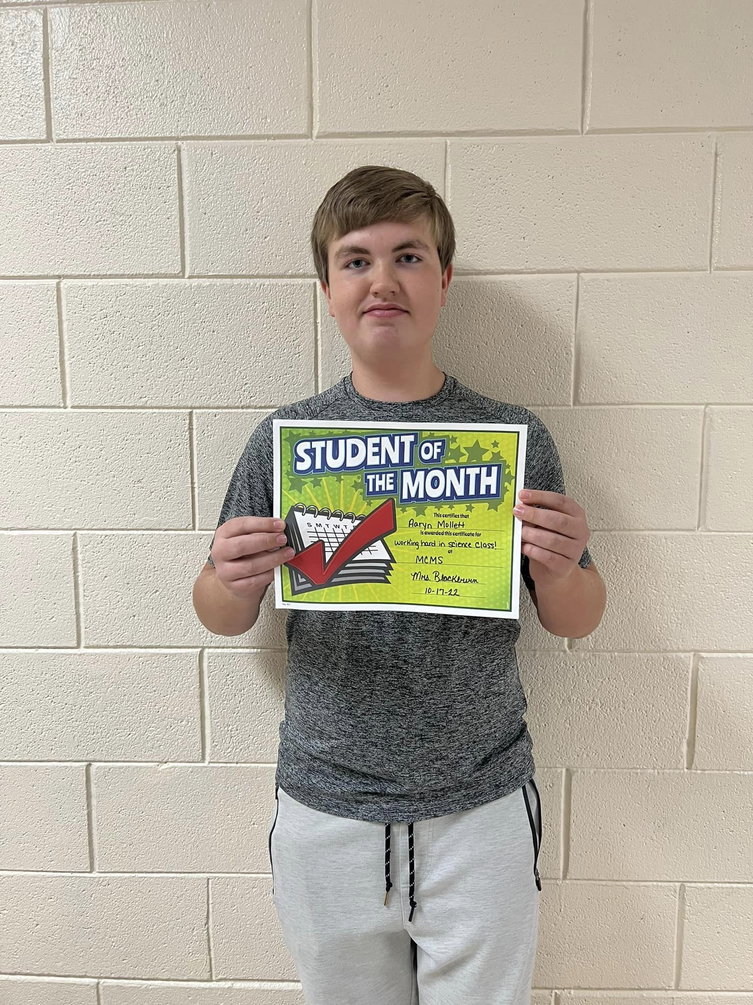 MCMS announces Students of the Month