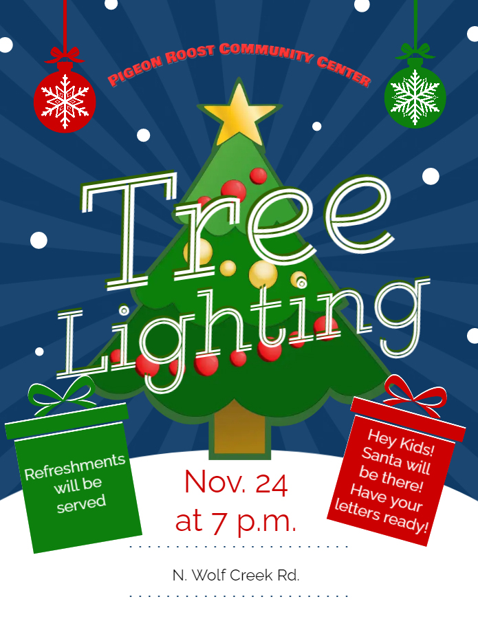 Pigeon Roost tree-lighting Thursday