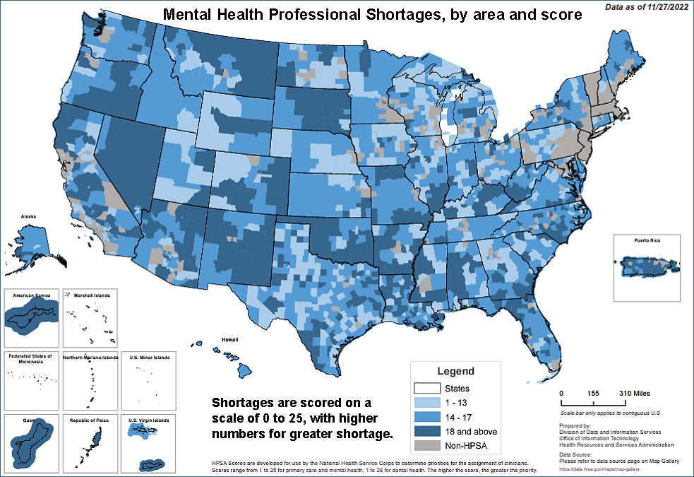 Youth suicide rates are higher where mental-health providers are scarce, study of all U.S. counties says