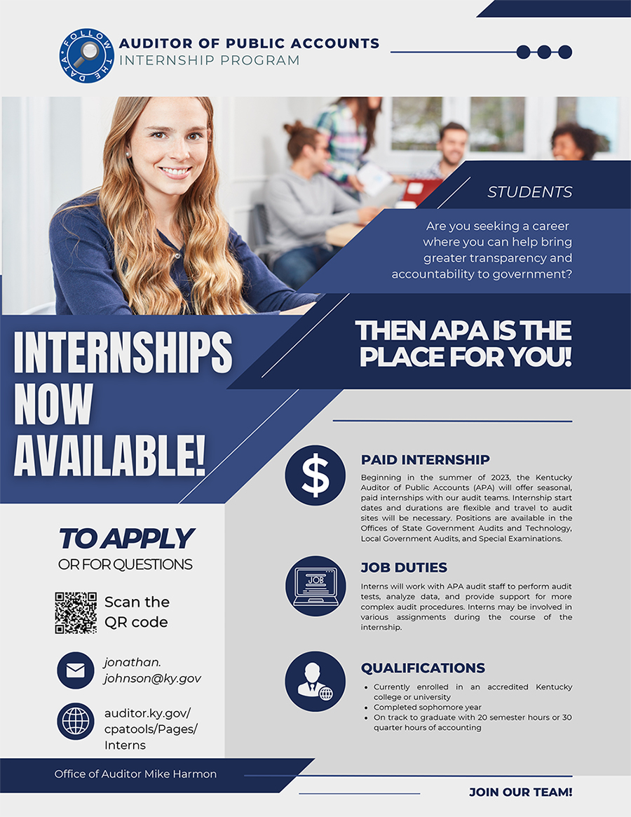 Auditor announces paid internship program for students