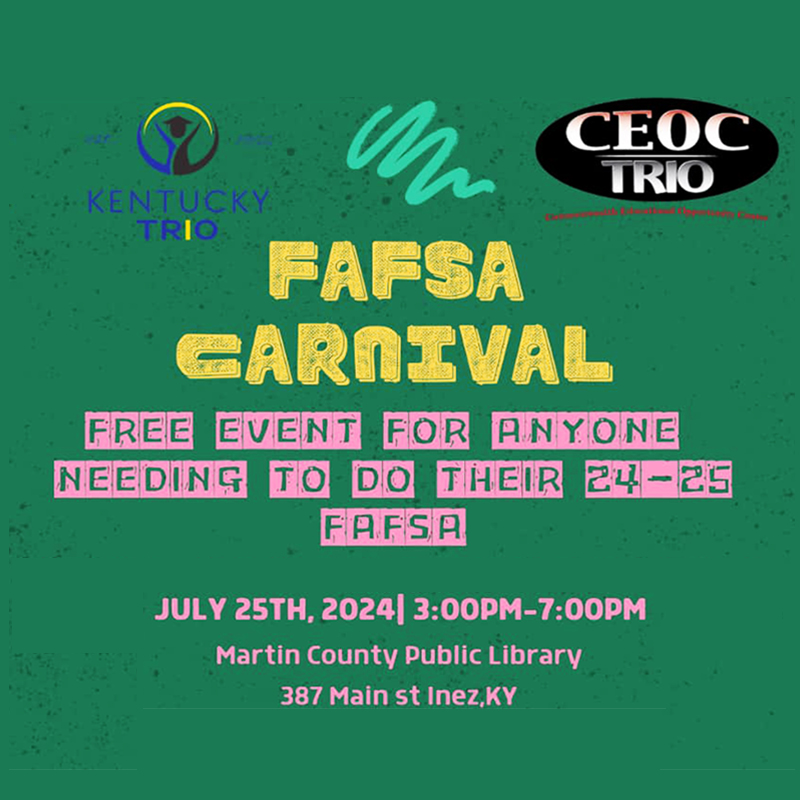 Free FAFSA Carnival in Inez offers fun, prizes, and financial aid assistance on July 25