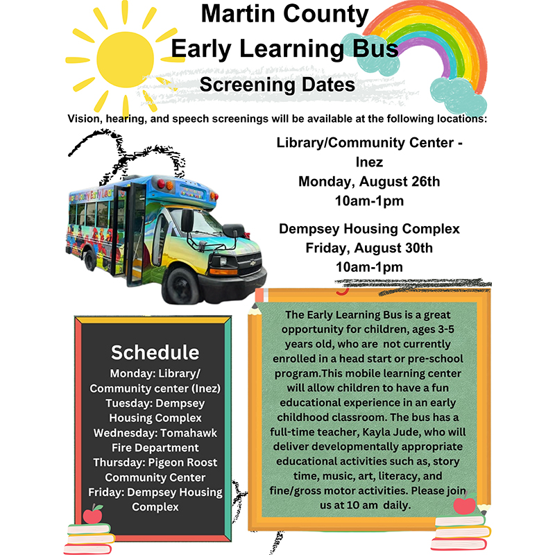 Martin County Early Learning Bus screening dates announced