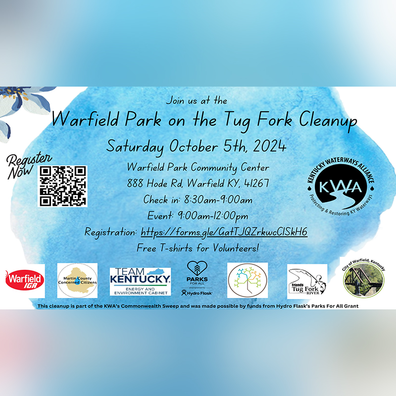 Kentucky Waterways Alliance brings cleanup event to Warfield on Oct. 5