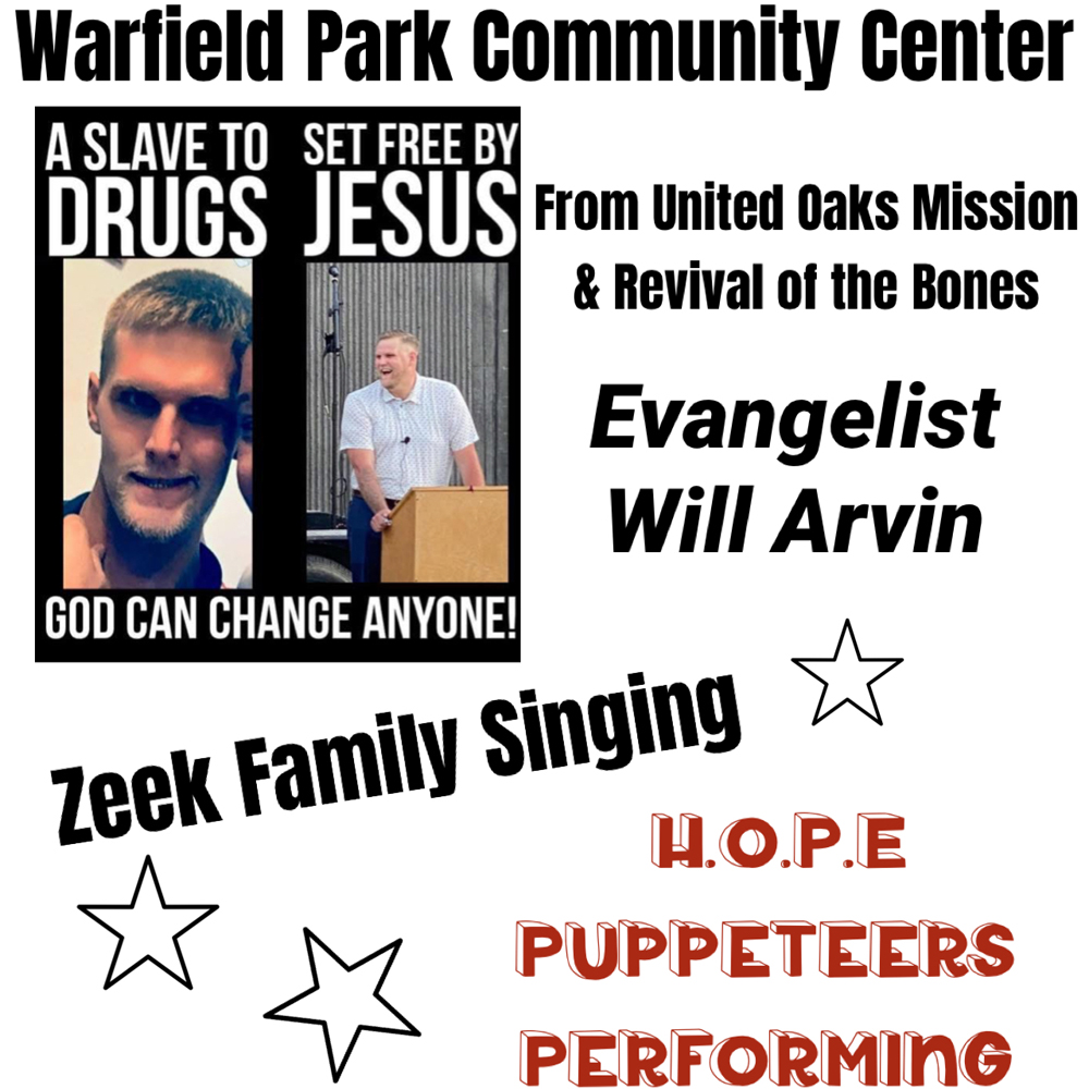 Warfield Park Outreach to feature testimony, music and ministry July 28