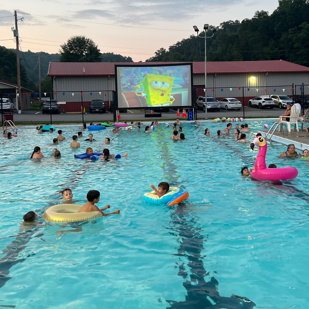 Kids make splash at dive-in movie night