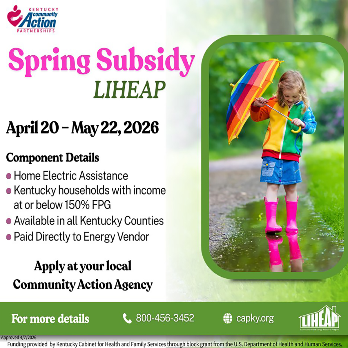 LIHEAP Spring Subsidy enrollment starts April 20